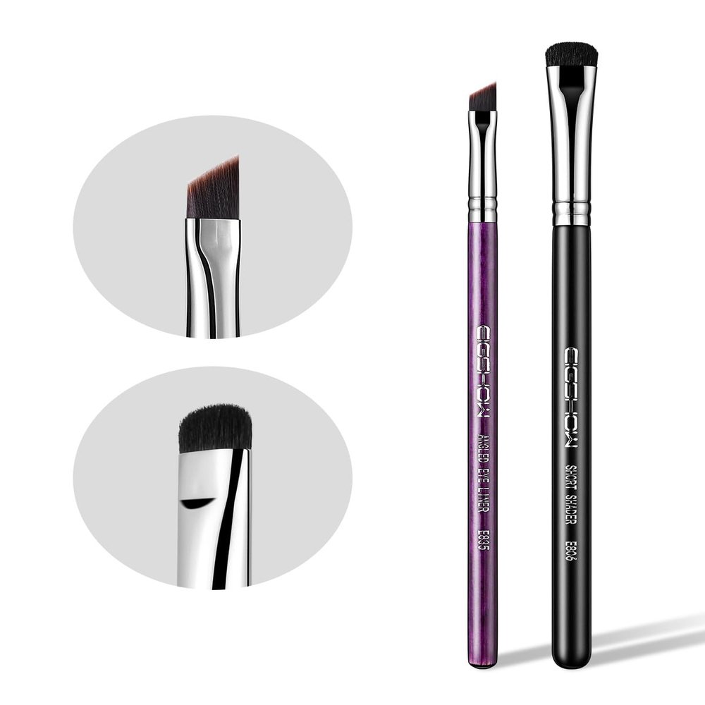 Eigshow Eyeliner Brush Fine Angled &Eyeshadow Smudge Brush PRO Precision Gel Eye Liner Makeup Brush Short Shader Precision Makeup Brush High-End Small Eyeshadow Brush for Creasing & Cat Eye Makeup