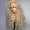 Side Part 613 Kinky Curly Human Hair Wig Transparent Blonde 13X6 Hd Lace Front Wig 13X4 Virgin Human Hair Wigs 360 Frontal Wig 20inches#180 Density view 1