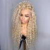 Side Part 613 Kinky Curly Human Hair Wig Transparent Blonde 13X6 Hd Lace Front Wig 13X4 Virgin Human Hair Wigs 360 Frontal Wig 20inches#180 Density view 2