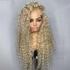Side Part 613 Kinky Curly Human Hair Wig Transparent Blonde 13X6 Hd Lace Front Wig 13X4 Virgin Human Hair Wigs 360 Frontal Wig 20inches#180 Density view 3