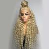 Side Part 613 Kinky Curly Human Hair Wig Transparent Blonde 13X6 Hd Lace Front Wig 13X4 Virgin Human Hair Wigs 360 Frontal Wig 20inches#180 Density view 4