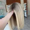 13X4 Silk Base Lace Front Wig Brown Ash Blonde Highlight Wig Lace Frontal Short Bob Human Hair Wigs For Women Highlight Wig 2 16inches#Silk Top 180 Density view 4