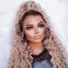 13X4 Deep Wave Wig Ombre Ash Blonde Curly Wig Glueless Wigs Hd Transparent Lace Frontal Human Hair Wigs 13x4 Frontal Wig 26inches#180 Density view 4