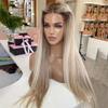 13X6 Hd Lace Frontal Wig Ash Blonde Highlight Wig Pre Plucked 13X4 Straight Lace Front Human Hair Wigs For Women 4x4 Closure Wig 14inches#130% view 1
