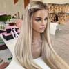 13X6 Hd Lace Frontal Wig Ash Blonde Highlight Wig Pre Plucked 13X4 Straight Lace Front Human Hair Wigs For Women 4x4 Closure Wig 14inches#130% view 3