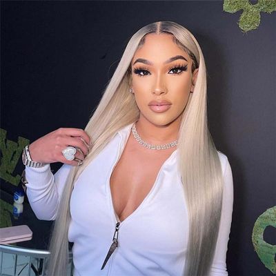 13X4 Ash Blonde Ombre Lace Front Human Hair Wigs Preplucked Full Lace Frontal Wig 13X6 Straight Wig With Baby Hair 13x4 Frontal Wig 8inches#150%