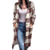 ICRPSTU Long Sleeve Button Up Outwear Women Loose Casual Elegant Drop Shoulder Plaid Coat with Pocket for Dating (3XL) view 1