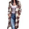 ICRPSTU Long Sleeve Button Up Outwear Women Loose Casual Elegant Drop Shoulder Plaid Coat with Pocket for Dating (3XL) view 2