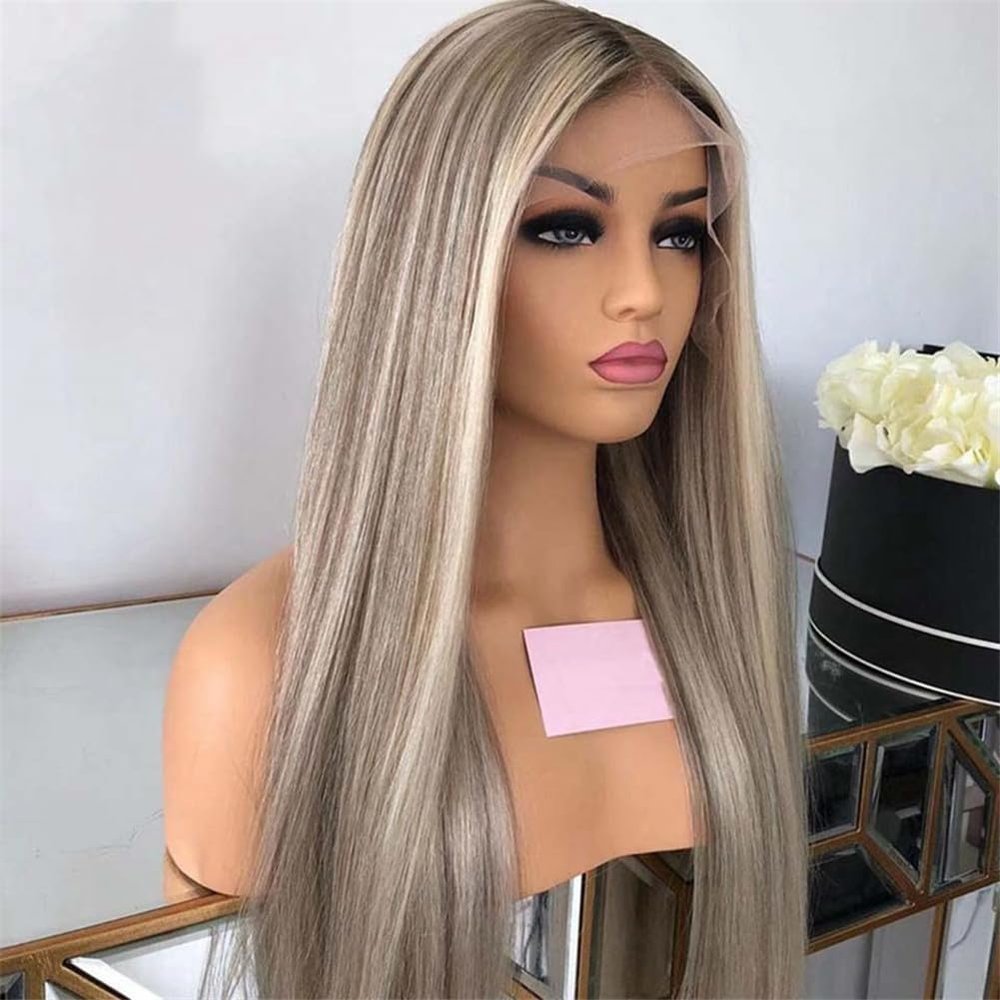 13X4 Ash Blonde Lace Front Human Hair Wigs 13X6 Straight Wig Brown Glueless Wigs Highlight Wig 4x4 Closure Wig 150 30inches