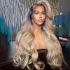 13X4 Ash Blonde Body Wave Human Hair Wig 13X6 Hd Lace Frontal Wig 30 Inch Ombre Lace Front Wigs For Women Ombre Ash Blonde 8inches#13x6 Frontal Wig 150 view 4