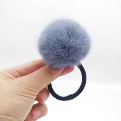 ECYC Ltd 2 Pcs Cute Pom Pom Hair Ties Faux Fur PomPom Hair Band Soft Fluffy Faux Fur Ball Hair Ties Elastic Seamless Hair Ties Ponytail Holders Big Pom Pom Hair Ropes for Women Girls Kids Toddlers