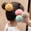 ECYC Ltd 2 Pcs Cute Pom Pom Hair Ties Faux Fur PomPom Hair Band Soft Fluffy Faux Fur Ball Hair Ties Elastic Seamless Hair Ties Ponytail Holders Big Pom Pom Hair Ropes for Women Girls Kids Toddlers view 4