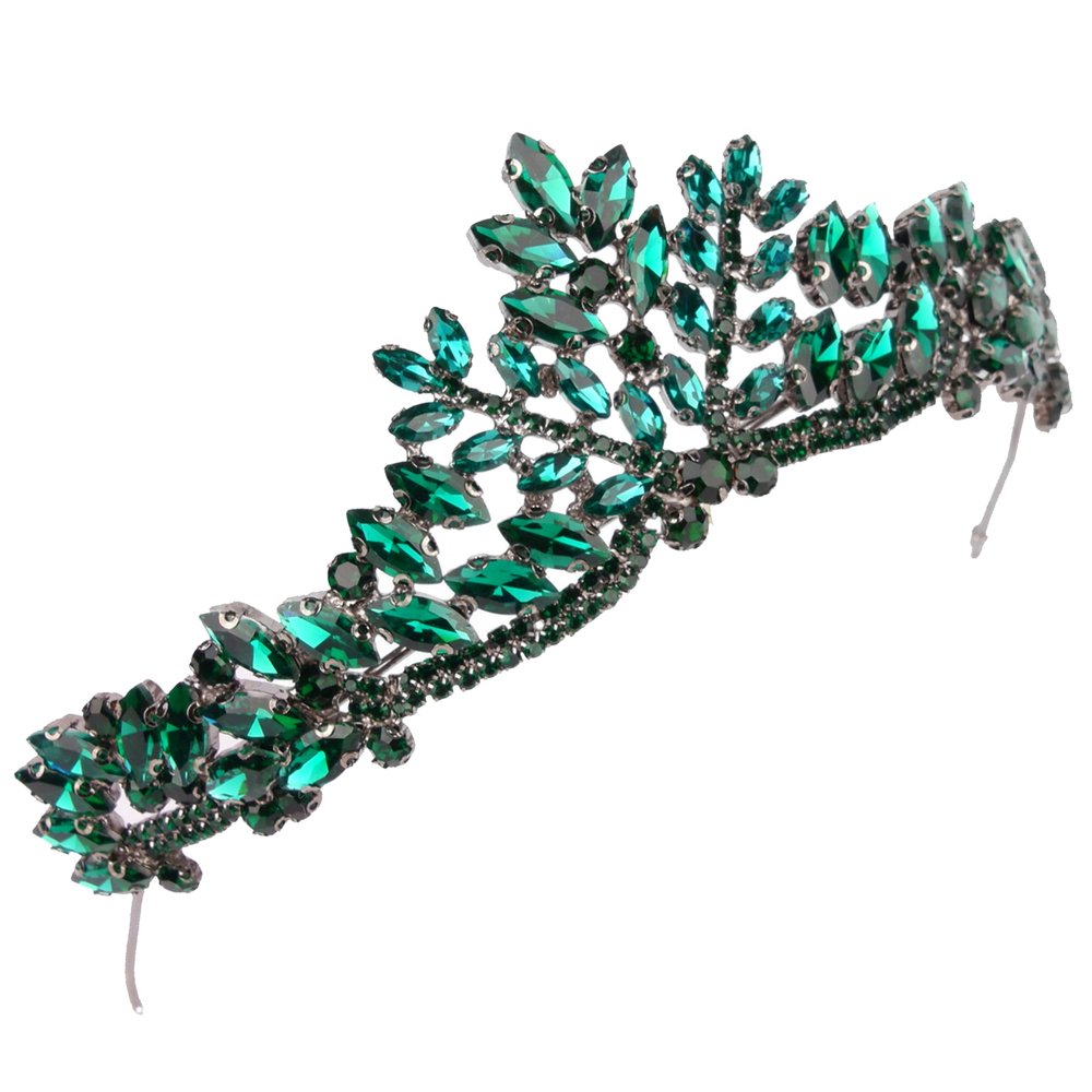 LIMELIA Handmade Princess Crown Tiara for Women Green Crystal Rhinestone Headpiece for Birthday, Bridal, Pageant, Cosplay | Elegant Queen Crown for Girls & Adults