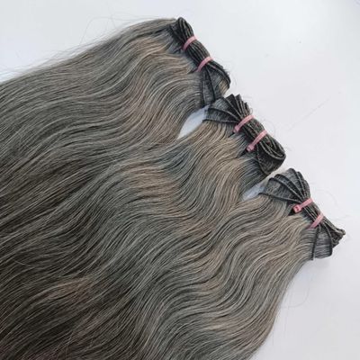 100% Raw Unprocessed Indian Grey Straight Human Hair Weft (3 Bundles), Natural Grey Salt and pepper 3 Bundle (100 grams x 3-300 Grams) - 3 Bundle deal (12/14/16)
