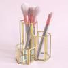 Alipis 3-grid Glass Makeup Brush Holder Desktop Pen Organizer Versatile Makeup Storage Brush Rack view 2