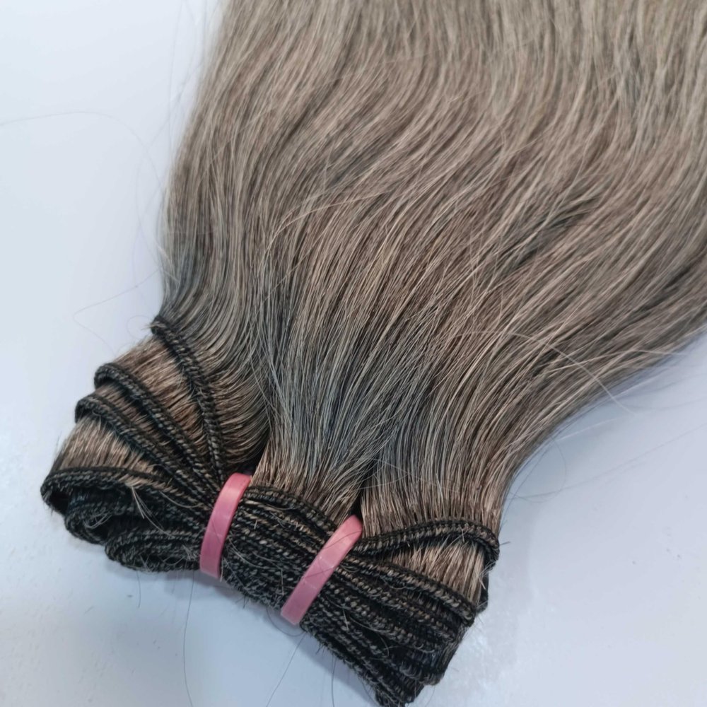 100% Raw Unprocessed Indian Grey Straight Human Hair Weft (3 Bundles), Natural Grey Salt and pepper 3 Bundle (100 grams x 3-300 Grams) - 3 Bundle deal (18/18/18)