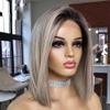 13X4 Ash Gray Bob Wigs 13X6 Hd Lace Frontal Wig Brown Highlight Human Hair Wigs Short Bob Wig Ash gray9 16inches#13x6 Frontal Wig 180 view 1