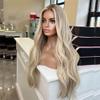 13X6 Body Wave Lace Front Wig Ash Blonde Pre Plucked Highlight Wigs 360 Hd Lace Frontal Wig For Women 360 Frontal Wig 18inches#130 Density view 2