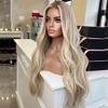13X6 Body Wave Lace Front Wig Ash Blonde Pre Plucked Highlight Wigs 360 Hd Lace Frontal Wig For Women 360 Frontal Wig 18inches#130 Density view 4