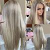 13X6 Ash Blonde Straight Wigs For Women 360 Lace Frontal Wig Brown 13X4 Hd Highlight Human Hair Wigs 360 Frontal Wig 28inches#180% view 1