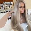 13X6 Ash Blonde Straight Wigs For Women 360 Lace Frontal Wig Brown 13X4 Hd Highlight Human Hair Wigs 360 Frontal Wig 28inches#180% view 2