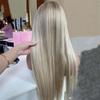 13X6 Ash Blonde Straight Wigs For Women 360 Lace Frontal Wig Brown 13X4 Hd Highlight Human Hair Wigs 360 Frontal Wig 28inches#180% view 3