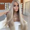 13X6 Ash Blonde Straight Wigs For Women 360 Lace Frontal Wig Brown 13X4 Hd Highlight Human Hair Wigs 360 Frontal Wig 28inches#180% view 4