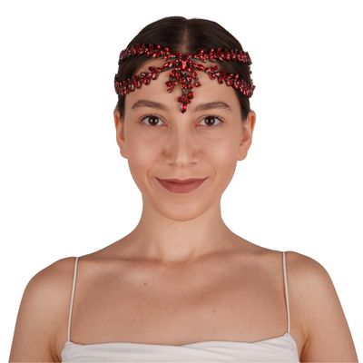 LIMELIA Bride Pediment for Henna Wedding | Glitter Bridal Hair Accessories, Crowns for Birthday Pageant Costume Party | Sultan Design - Red