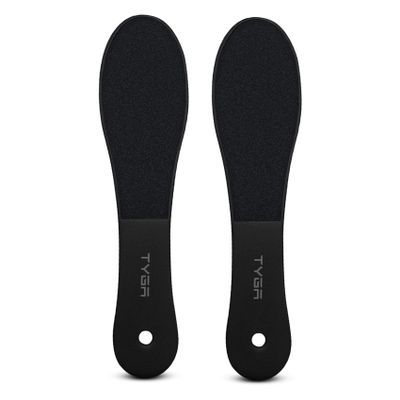TYGA Foot Scrubber and Foot Buffer - Course & Fine Double-Sided Foot Rasp for Wet and Dry Use - Effective Dead Skin Remover for Cracked Feet (Black) (2 Pack)