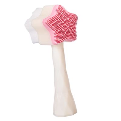 Beavorty Portable Facial Cleansing Brush Dual-Sided Face Scrubber for Deep Skin Care Ergonomic Design for Home Travel Use Pink
