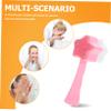 Beavorty Portable Facial Cleansing Brush Dual-Sided Face Scrubber for Deep Skin Care Ergonomic Design for Home Travel Use Pink view 3