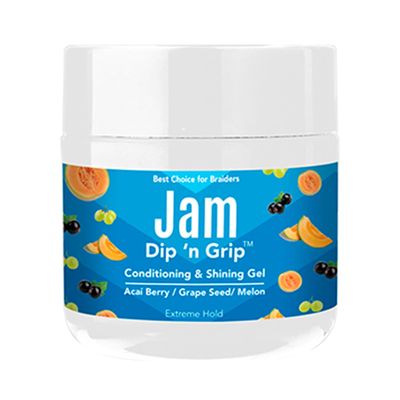 Jam Hair Braiding Gel  Extreme Hold with Shine for Braids, Twists & Curls  Infused with Acai Berry, Grapeseed Oil & Melon for Frizz Control & Long-Lasting Style (4 oz)
