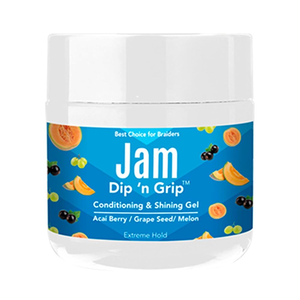 Jam Hair Braiding Gel  Extreme Hold with Shine for Braids, Twists & Curls  Infused with Acai Berry, Grapeseed Oil & Melon for Frizz Control & Long-Lasting Style (4 oz)
