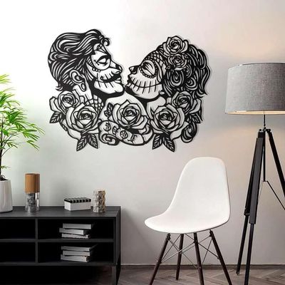 Personalized Gothic Lovers Couple Tattoo Studio Wall Art Custom Metal Sign 8x8 inches Black Power Coated Home Tattoo Shop Decor Birthday Christmas Gift (style 8)