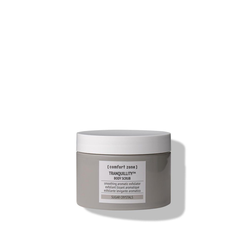 [ comfort zone ] Tranquillity Body Scrub, Soothing Aromatic Gentle Exfoliator Enriched with Sugar Crystals and Amaranth & Almond Essential Oils, for an Instantly Smoother and Softer Skin, 10.06 Oz.