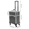 WANLECY Rolling Makeup Train Case Professional Cosmetic Case on Wheels for Hairstylist Makeup Nail Tech Salon with Keys, Travel Trolley Case (Black) view 3
