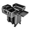 WANLECY Rolling Makeup Train Case Professional Cosmetic Case on Wheels for Hairstylist Makeup Nail Tech Salon with Keys, Travel Trolley Case (Black) view 4