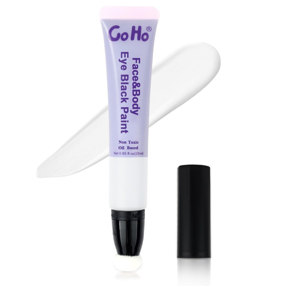 Go Ho White Face Paint,Oil Based Waterproof Cream Eye Black Stick,White Face Body Paint for Halloween Cosplay Zombie Skeleton Clown Goth Makeup