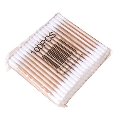 Beavorty 100pcs Wooden Stick Double-Tipped Swabs Makeup Beauty Applicators for Face Body Safe Material
