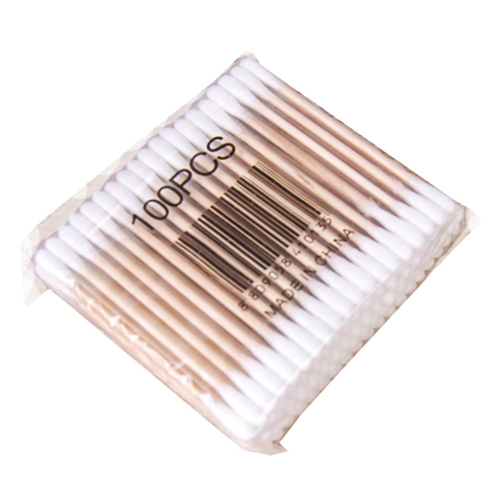 Beavorty 100pcs Wooden Stick Double-Tipped Swabs Makeup Beauty Applicators for Face Body Safe Material