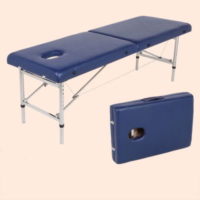 Physical Therapy Table for Home Use, Stainless Steel Bottom Bracket, Salon Spa Tattoo Bed Height Adjustable with PU Leather Hold Up to 440LBS, 2 Section Foldable Tattoo Bed (Color : Royal Blue)