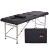 Massage Table Portable Massage Bed, 2 Folding Lightweight Salon Spa Tattoo Bed Height Adjustable with Carrying Bag & Stainless Steel Leg, Hold Up to 330LBS (Color : Black, Size : 180 * 60cm-Cloth Bag view 1