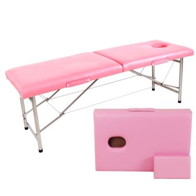 Foldable Massage Table, Foldable Physiotherapy/Treatment/Stretching Table, 2 Section Foldable Tattoo Bed Spa Lash Bed, Generic Portable Massage Table (Color : Pink)