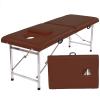 Massage Table Portable Massage Bed, 2 Folding Lightweight Salon Spa Tattoo Bed Height Adjustable with Carrying Bag & Stainless Steel Leg, Hold Up to 330LBS (Color : Brown, Size : 180 * 70cm-Cloth Bag view 1
