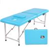 Massage Table Portable Massage Bed, 2 Folding Lightweight Salon Spa Tattoo Bed Height Adjustable with Carrying Bag & Stainless Steel Leg, Hold Up to 330LBS ( Color : Sky blue , Size : 180*60cm-cloth b view 1