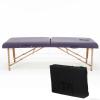 Foldable Massage Table Adjustable Height, Massage Spa Bed, Massage Therapy Table with Beech Stands, Adjustable 2 Fold Salon Bed with Leather, Portable Lash Bed (Color : Purple, Size : 185 * 60cm-B) view 1