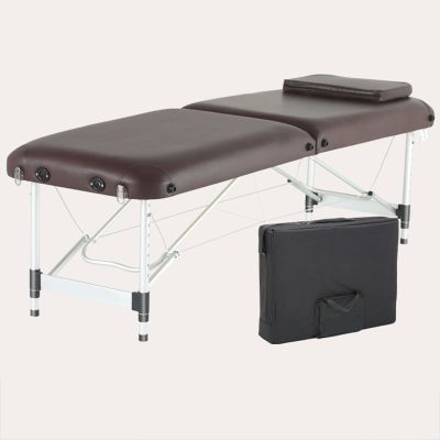 Portable Adjustable Height Massage Table, Aluminum Alloy Material, Height Adjustable Spa Bed Lightweight with Oxford Cloth Backpack, 2-Section Portable Lash Bed ( Color : Coffee color , Size : 185*70c