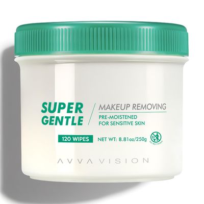 AVVA VISION Super Gentle Makeup Remover Wipes Sensitive Skin Eye Makeup Removal Pads Facial Cleansing Plant-Based Fibers, 120 Wipes