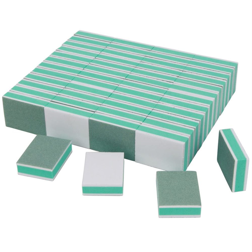 ZinNen RHAIYAN 100Pcs/Pack White Green Double Sided Nail Buffer 400/3000 Gel Buffing Nail File Sanding Lime A Ongle Care Tools Accessories Specific