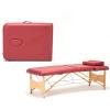 Adjustable Massage Table, Adjustable 2 Fold Salon Bed with PVC Leather, Includes Headrest and Armrests, Massage Therapy Table Beech Wood (Color : Wine red) view 1